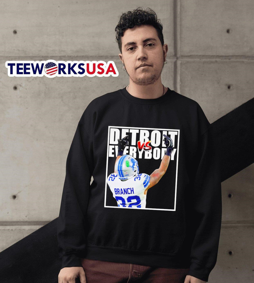 Brian Branch Detroit vs everybody - Adult & Kids T-Shirts, Sweatshirts & Hoodies apparel design preview 6