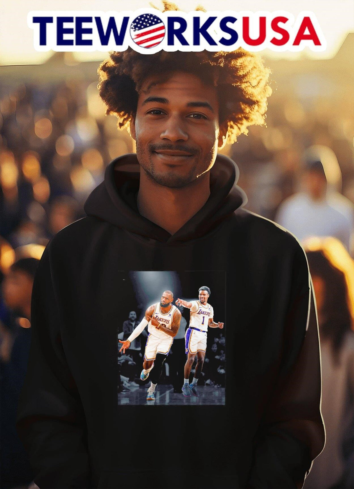 Bronny James taking the court with LeBron for Lakers - Adult & Kids T-Shirts, Sweatshirts & Hoodies apparel design preview 2