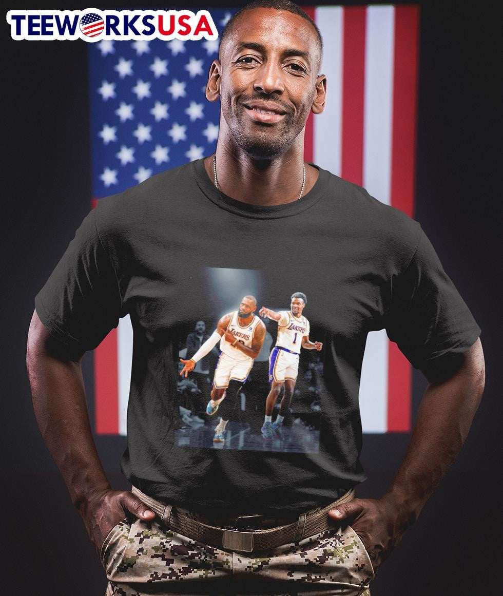 Bronny James taking the court with LeBron for Lakers - Adult & Kids T-Shirts, Sweatshirts & Hoodies apparel design preview 1