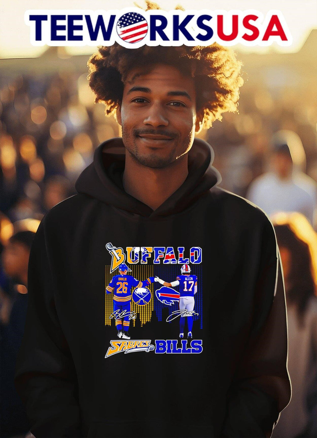 Buffalo Sabres Bills Rasmus Dahlin and Josh Allen - Adult & Kids T-Shirts, Sweatshirts & Hoodies apparel design preview 2