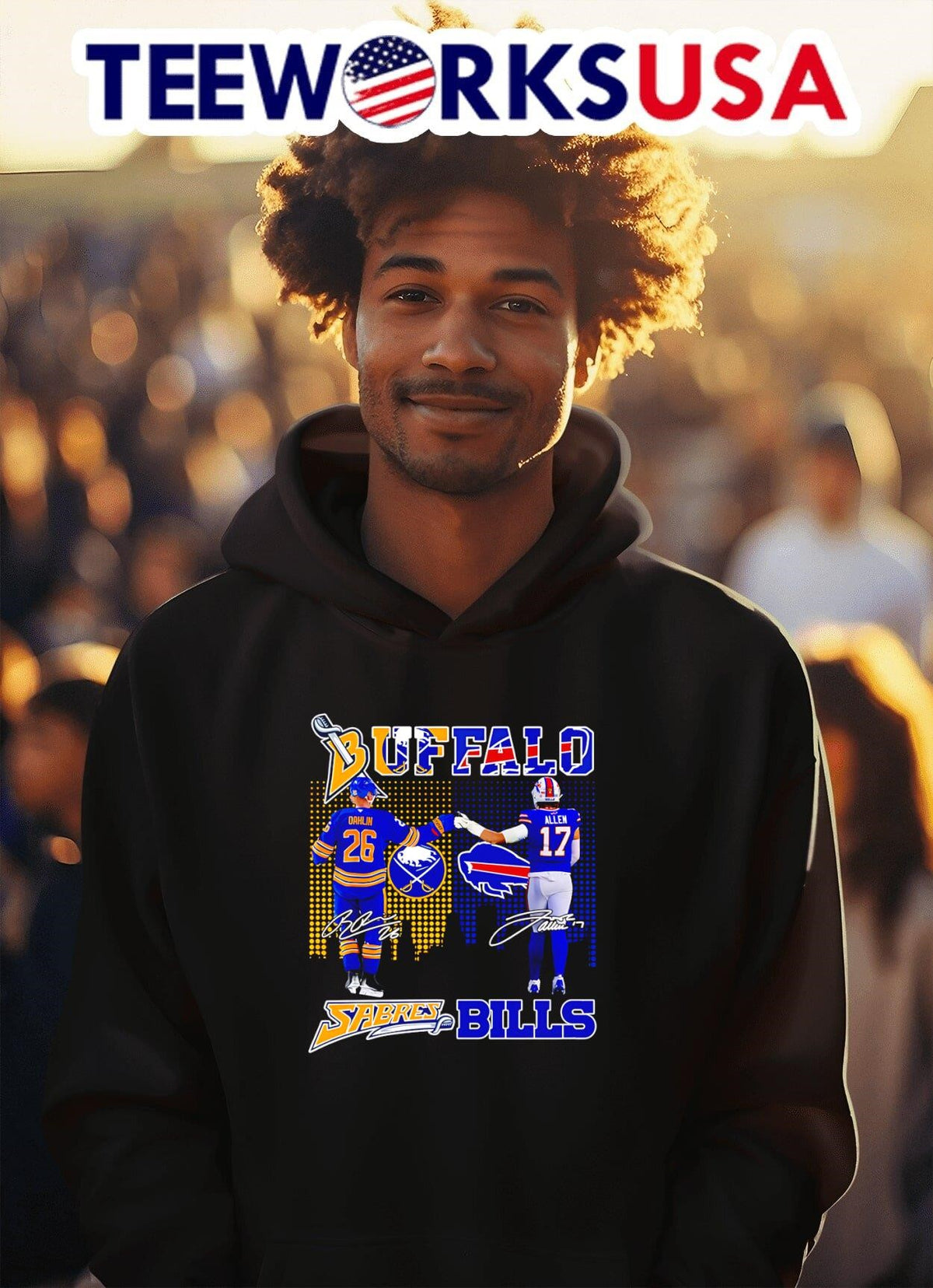 Buffalo Sabres Bills Rasmus Dahlin and Josh Allen - Adult & Kids T-Shirts, Sweatshirts & Hoodies apparel design preview 2