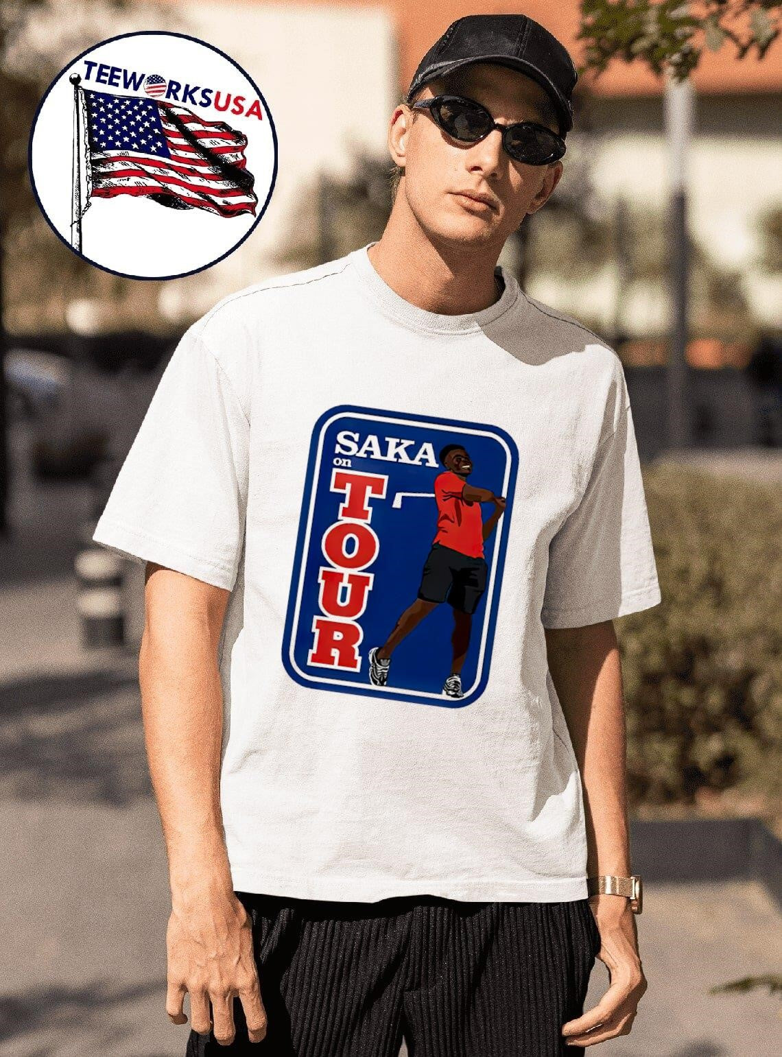 Bukayo Saka on golf tour - Adult & Kids T-Shirts, Sweatshirts & Hoodies apparel design preview 1