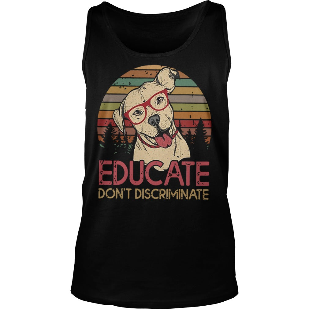 Bulldog Educate Don't discriminate Retro Sunset - Adult & Kids T-Shirts, Sweatshirts & Hoodies apparel design preview 3