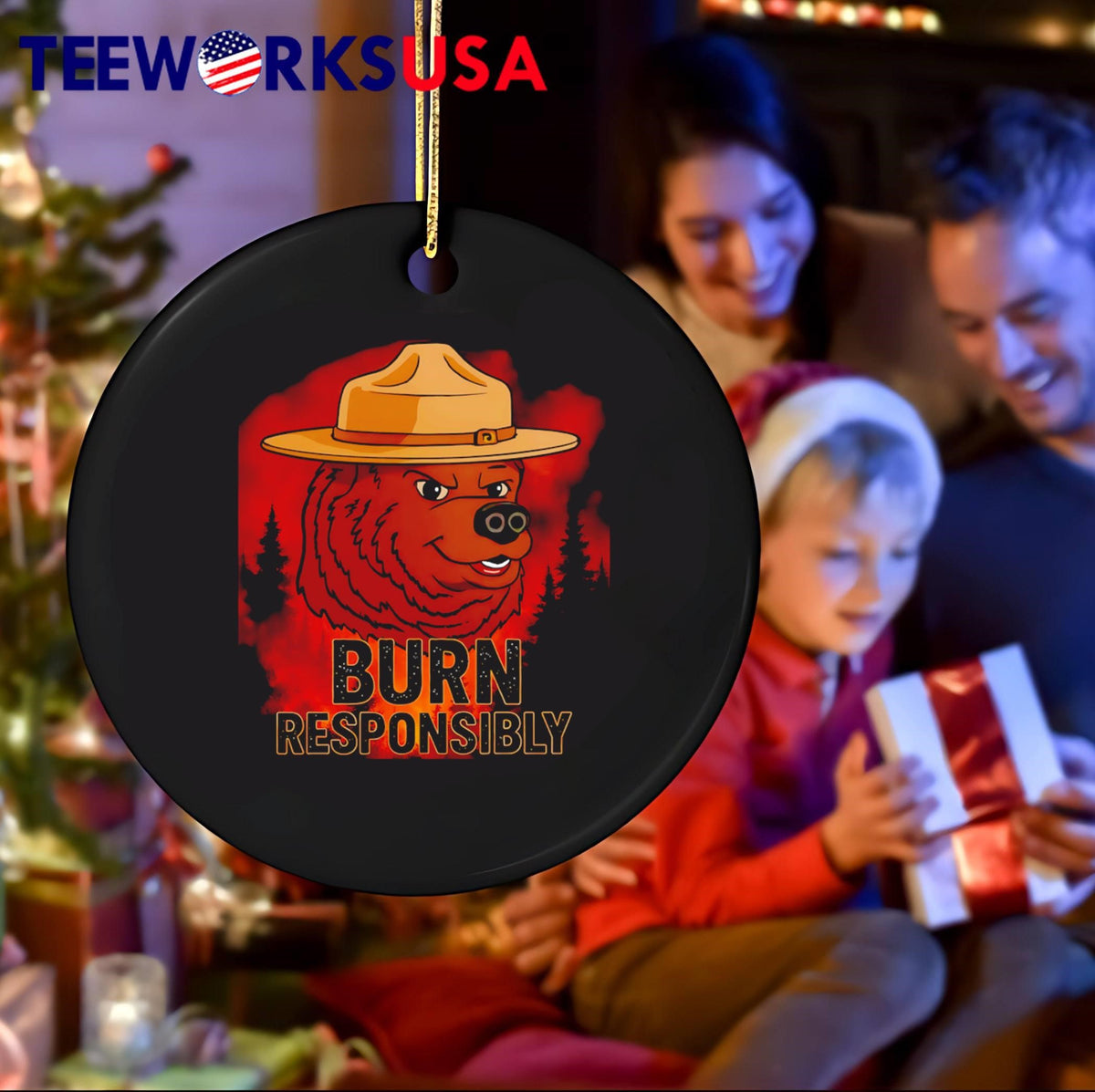 Burn Responsibly Smokey The Bear Grumpy Face Forest - Adult & Kids T-Shirts, Sweatshirts & Hoodies apparel design preview 4