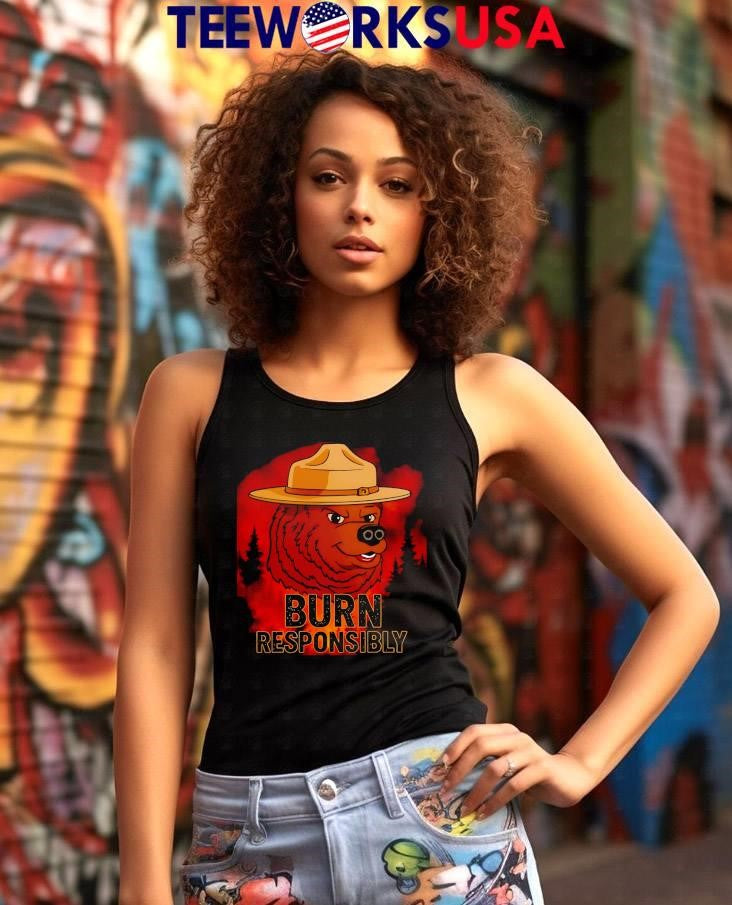 Burn Responsibly Smokey The Bear Grumpy Face Forest - Adult & Kids T-Shirts, Sweatshirts & Hoodies apparel design preview 7