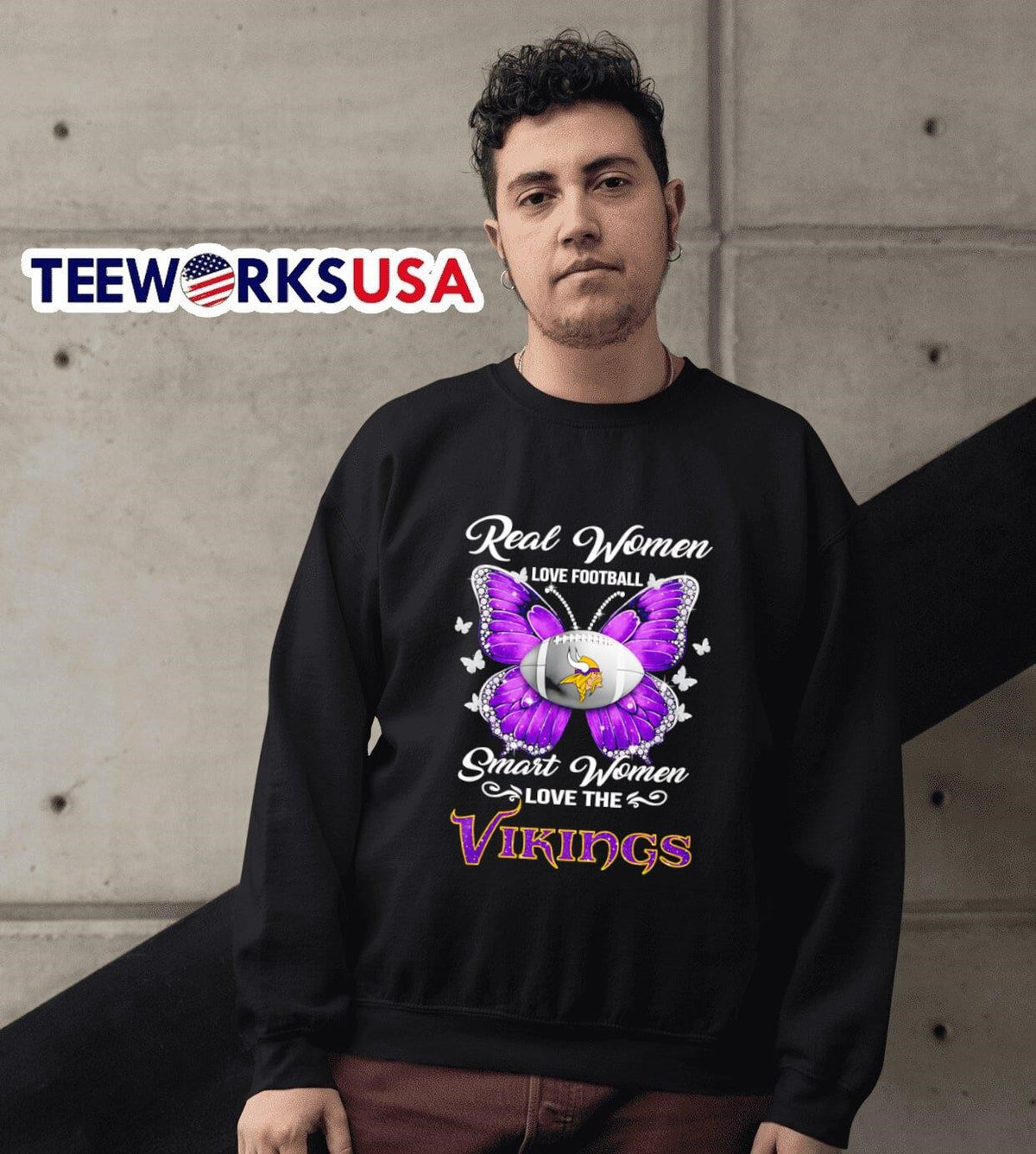 Butterfly real women love football smart the - Adult & Kids T-Shirts, Sweatshirts & Hoodies apparel design preview 3