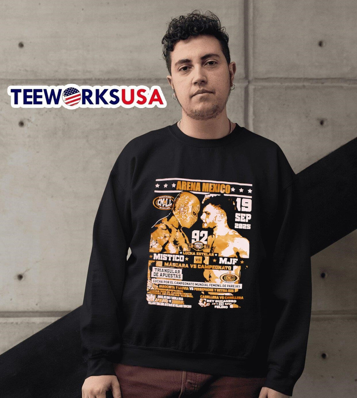 CMLL MJF vs Mistico - Adult & Kids T-Shirts, Sweatshirts & Hoodies apparel design preview 6