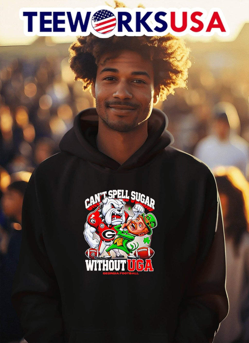 Can't spell sugar without UGA Georgia football mascot - Adult & Kids T-Shirts, Sweatshirts & Hoodies apparel design preview 2
