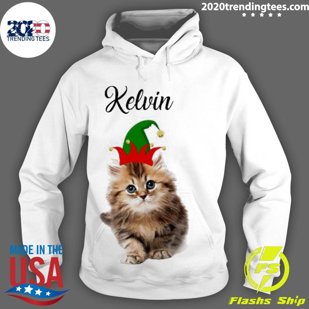 Cat Wrearing Elf Hat Merry Christmas - Adult & Kids T-Shirts, Sweatshirts & Hoodies apparel design preview 2