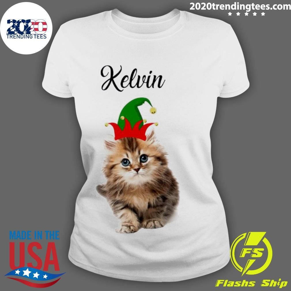 Cat Wrearing Elf Hat Merry Christmas - Adult & Kids T-Shirts, Sweatshirts & Hoodies apparel design preview 3