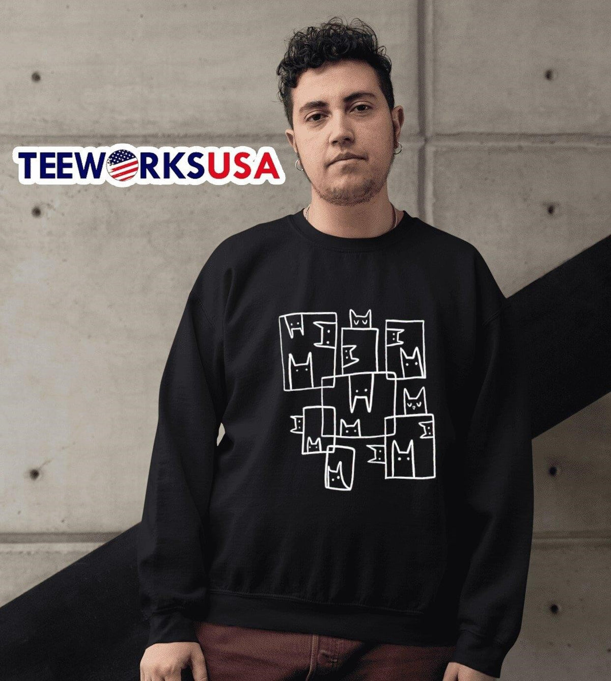 Cat corners line - Adult & Kids T-Shirts, Sweatshirts & Hoodies apparel design preview 3