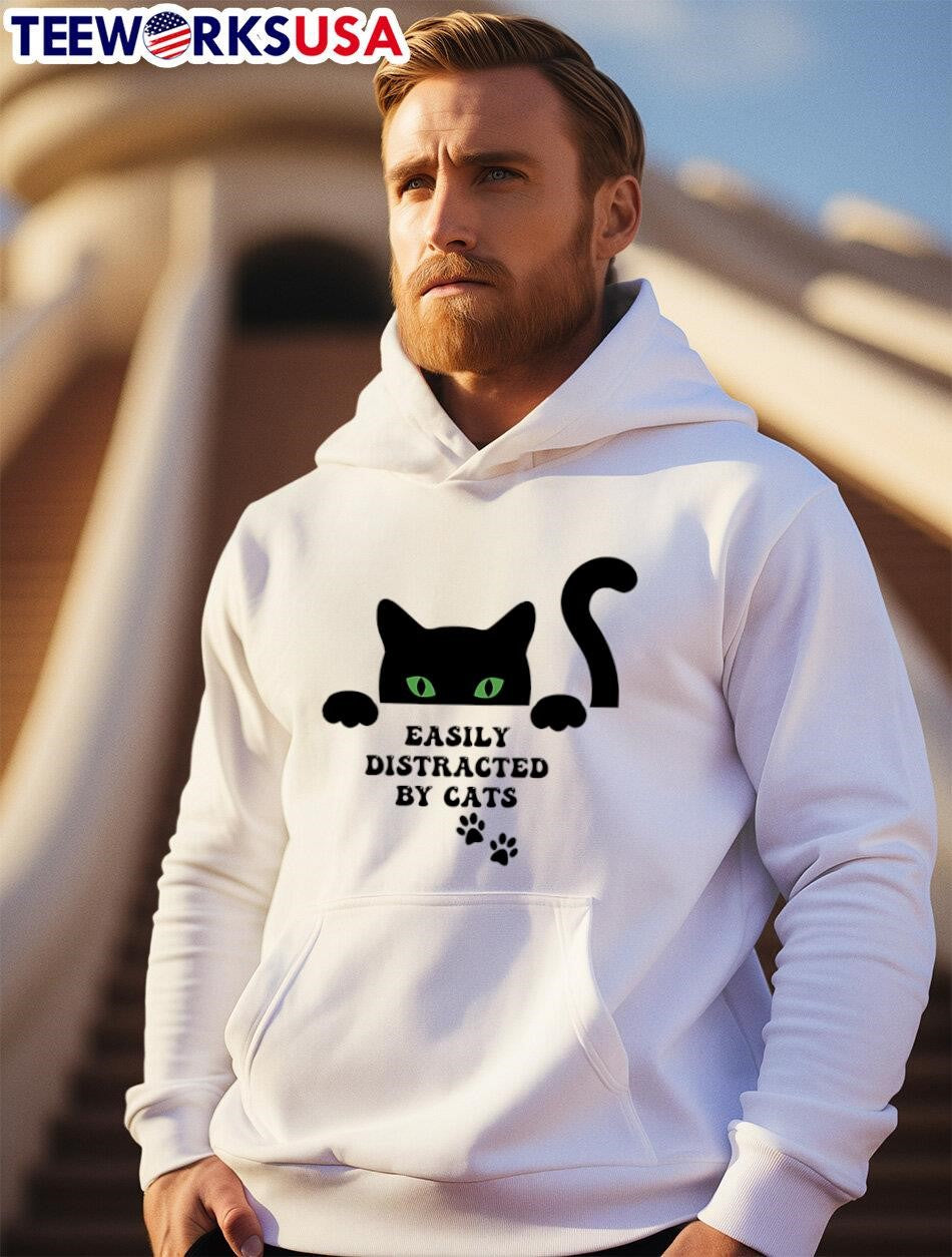 Cat easily distracted by cats - Adult & Kids T-Shirts, Sweatshirts & Hoodies apparel design preview 2