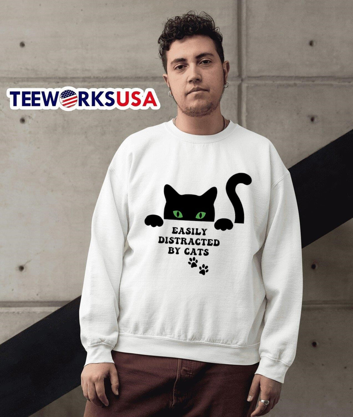 Cat easily distracted by cats - Adult & Kids T-Shirts, Sweatshirts & Hoodies apparel design preview 3