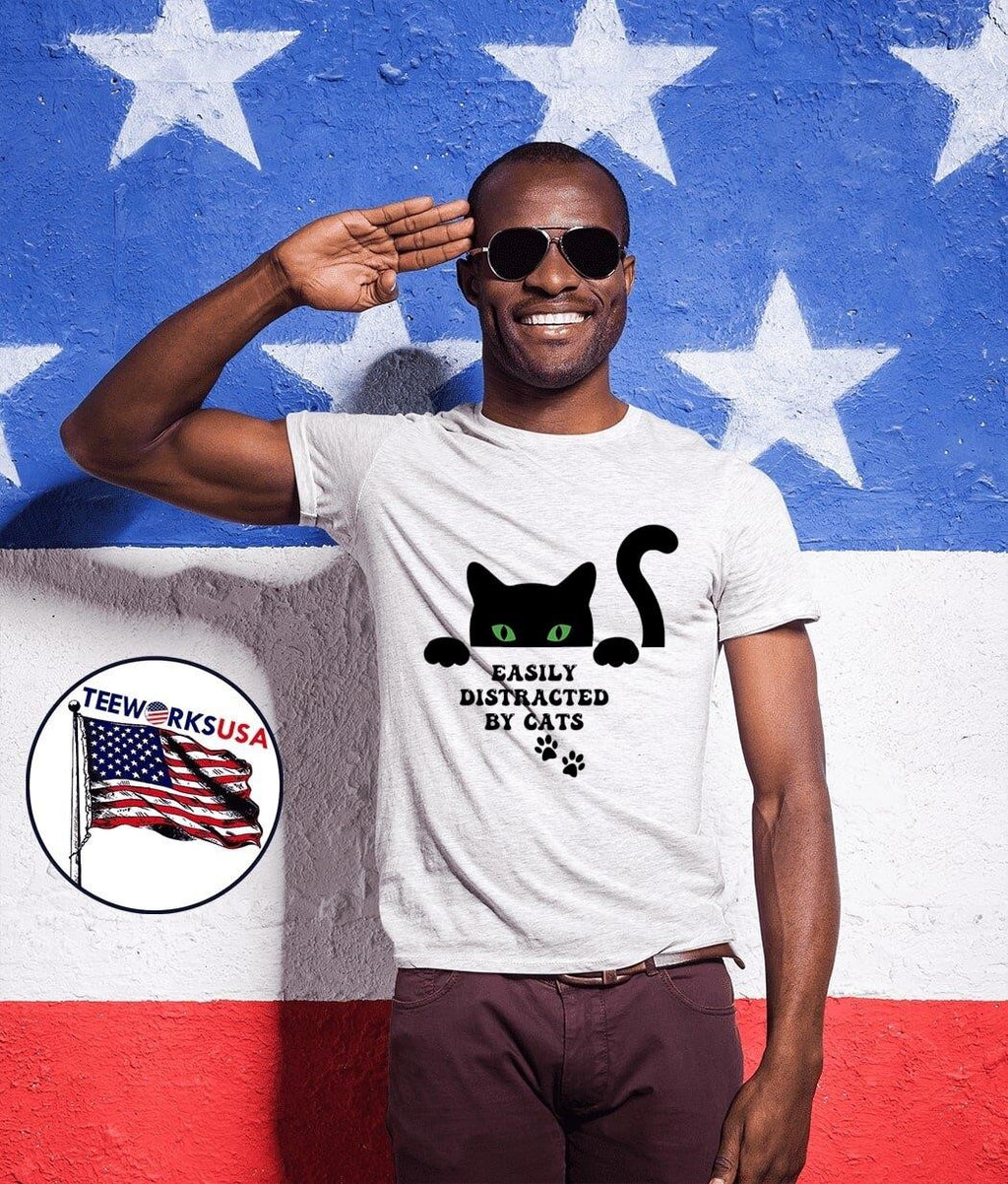 Cat easily distracted by cats - Adult & Kids T-Shirts, Sweatshirts & Hoodies apparel design preview 1