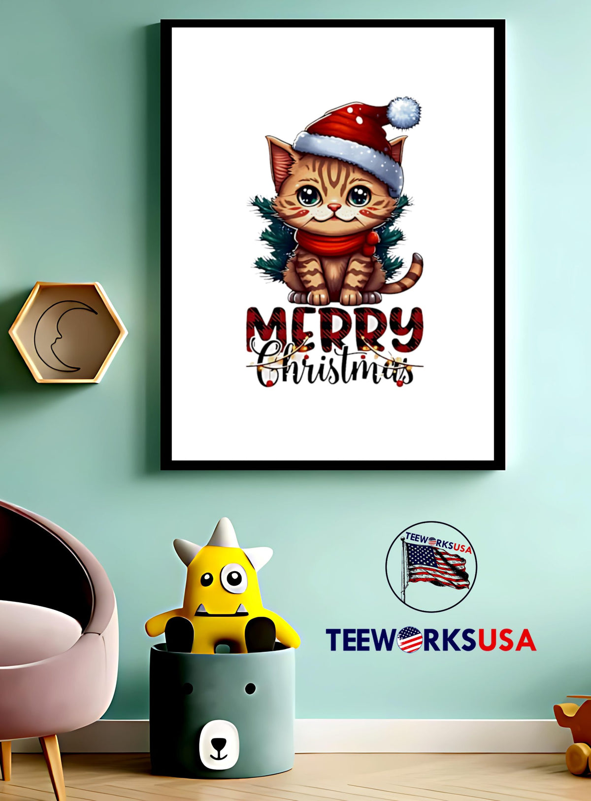 Cat stand merry christmas - Adult & Kids T-Shirts, Sweatshirts & Hoodies apparel design preview 4
