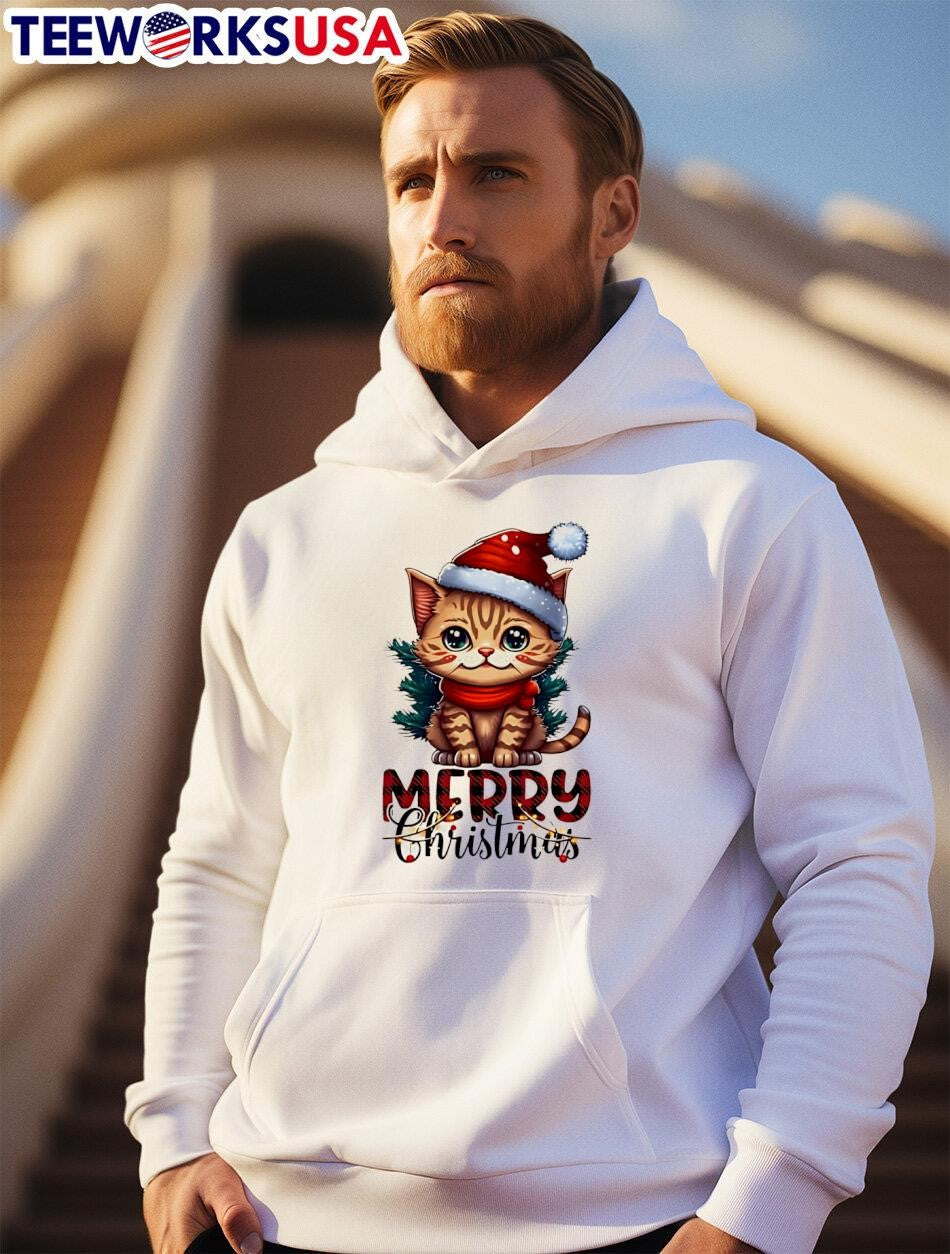 Cat stand merry christmas - Adult & Kids T-Shirts, Sweatshirts & Hoodies apparel design preview 2
