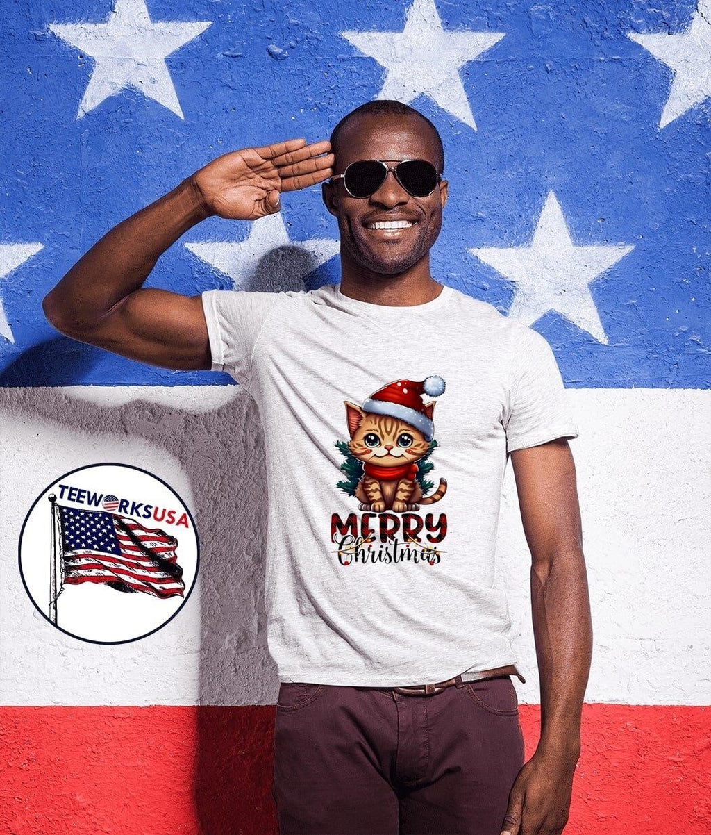 Cat stand merry christmas - Adult & Kids T-Shirts, Sweatshirts & Hoodies apparel design preview 1