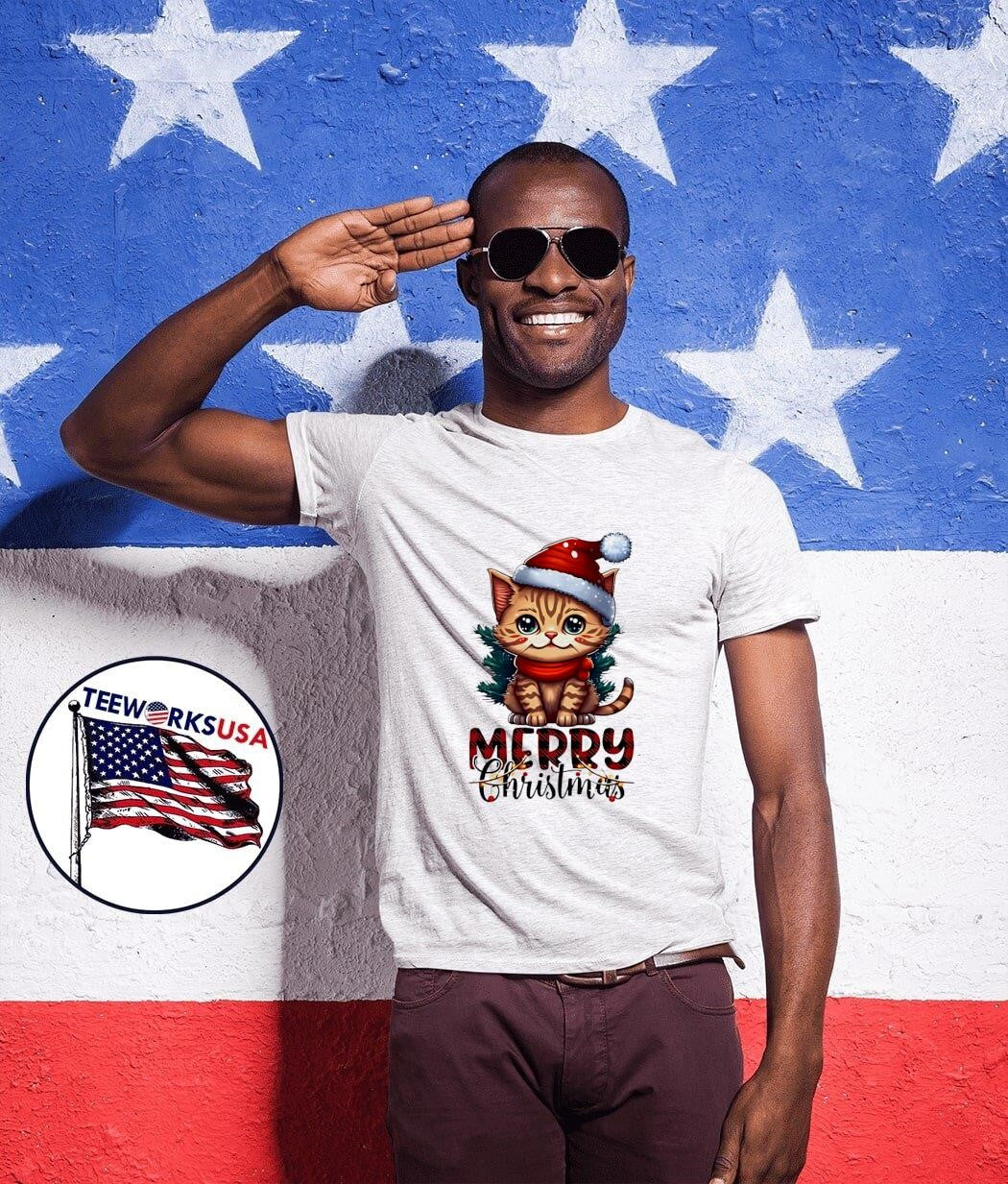 Cat stand merry christmas - Adult & Kids T-Shirts, Sweatshirts & Hoodies apparel design preview 1