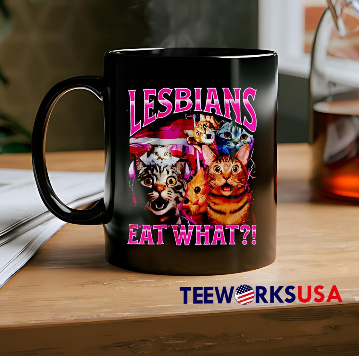 Cats Lesbians Eat What graphic retro - Adult & Kids T-Shirts, Sweatshirts & Hoodies apparel design preview 2
