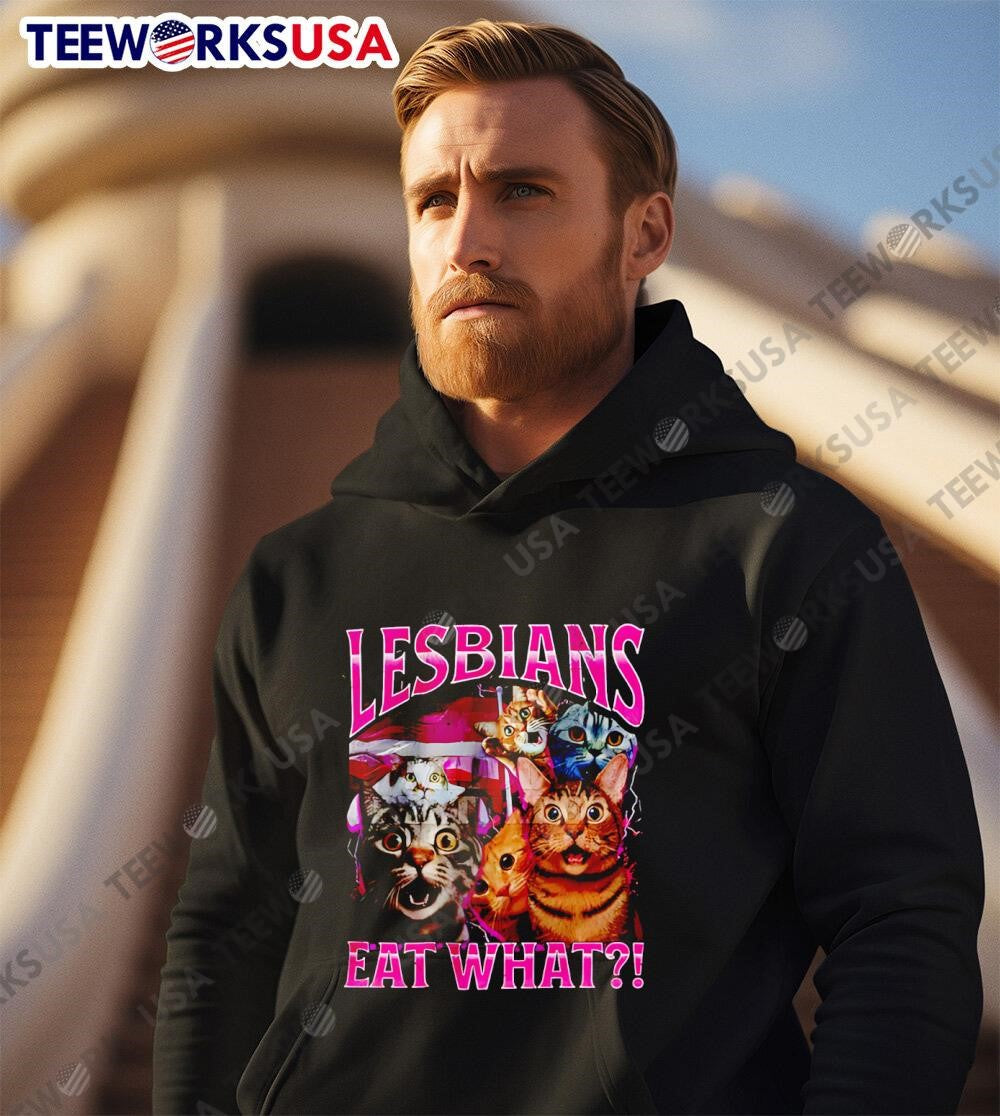 Cats Lesbians Eat What graphic retro - Adult & Kids T-Shirts, Sweatshirts & Hoodies apparel design preview 3
