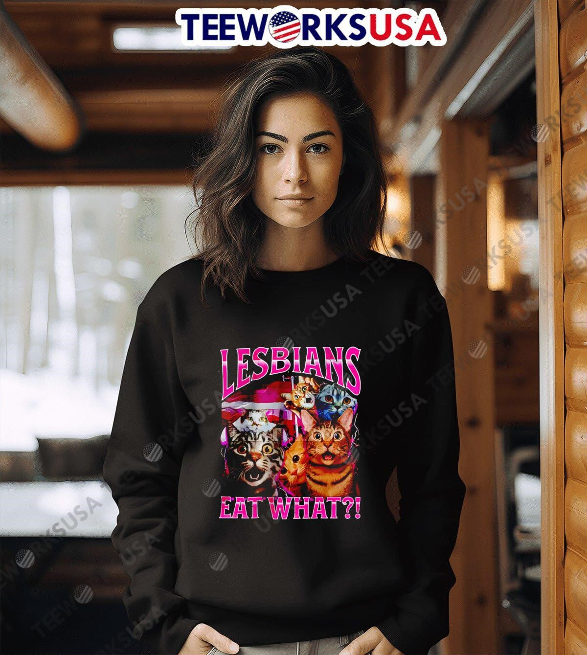 Cats Lesbians Eat What graphic retro - Adult & Kids T-Shirts, Sweatshirts & Hoodies apparel design preview 6