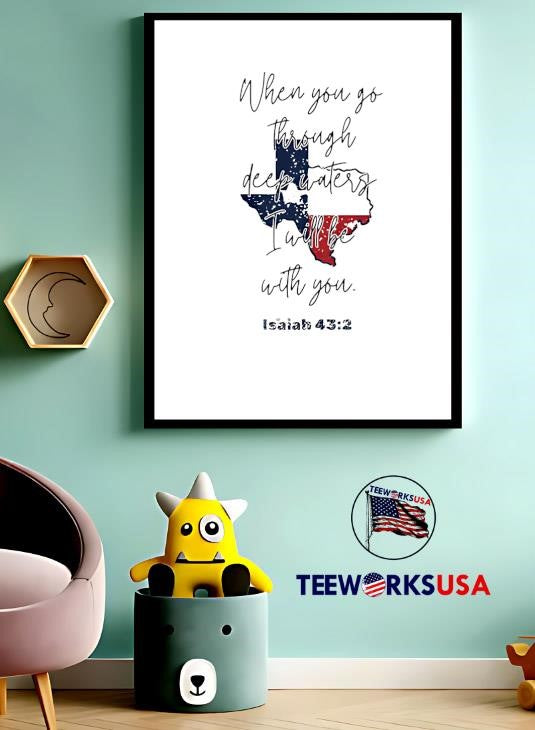 Central Texas flood relief isaiah 43 2 fundraiser - Adult & Kids T-Shirts, Sweatshirts & Hoodies apparel design preview 3