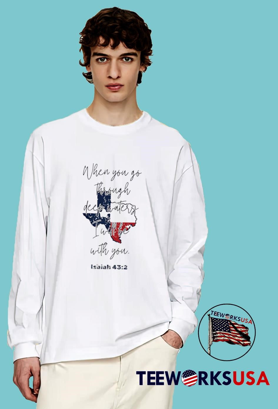 Central Texas flood relief isaiah 43 2 fundraiser - Adult & Kids T-Shirts, Sweatshirts & Hoodies apparel design preview 4