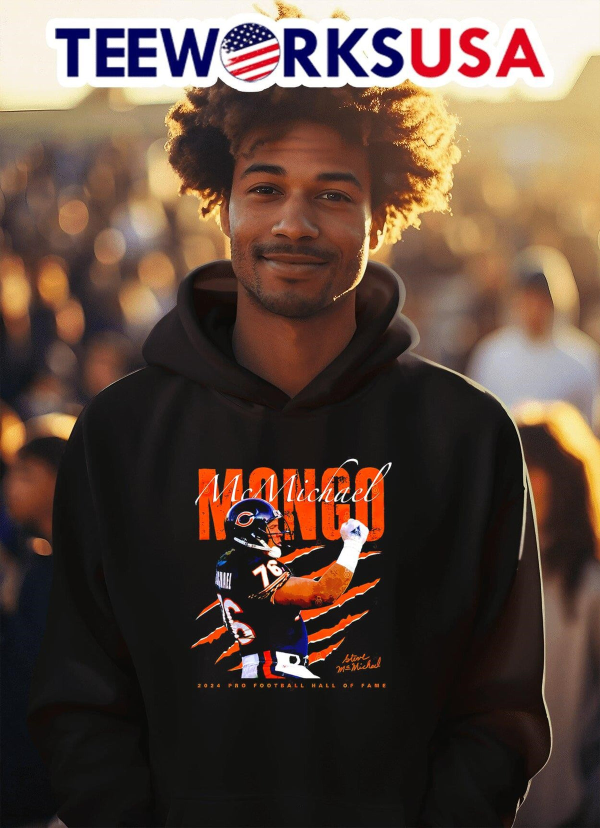 Chicago Bears Steve Mcmichael 2024 pro football hall - Adult & Kids T-Shirts, Sweatshirts & Hoodies apparel design preview 2