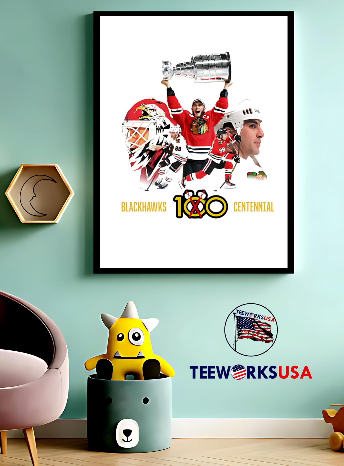 Chicago Blackhawks 100 Centennial - Adult & Kids T-Shirts, Sweatshirts & Hoodies apparel design preview 3