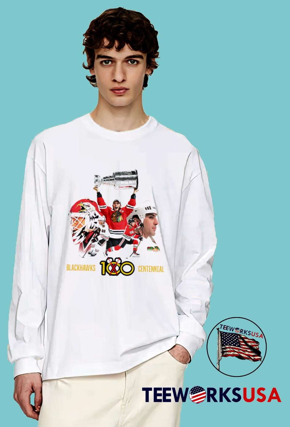Chicago Blackhawks 100 Centennial - Adult & Kids T-Shirts, Sweatshirts & Hoodies apparel design preview 4