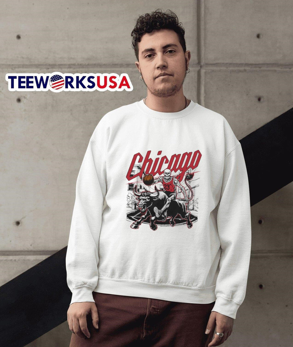Chicago Bulls basketball skeleton retro - Adult & Kids T-Shirts, Sweatshirts & Hoodies apparel design preview 3