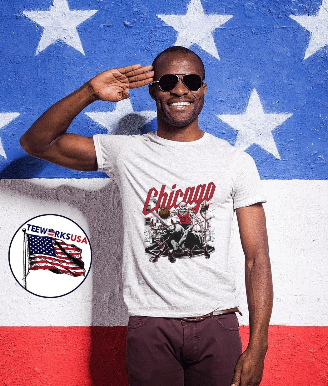 Chicago Bulls basketball skeleton retro - Adult & Kids T-Shirts, Sweatshirts & Hoodies apparel design preview 1