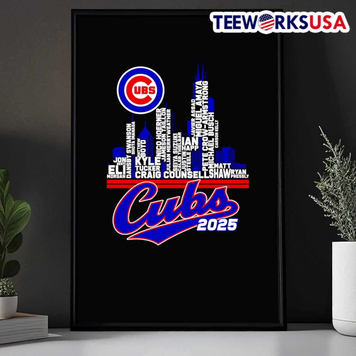 Chicago Cubs 2025 skyline name - Adult & Kids T-Shirts, Sweatshirts & Hoodies apparel design preview 5