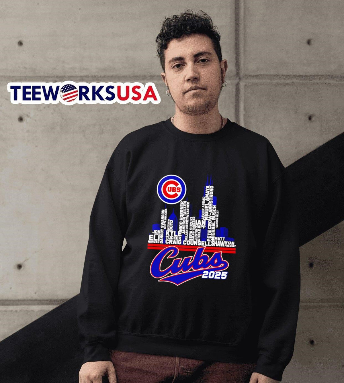 Chicago Cubs 2025 skyline name - Adult & Kids T-Shirts, Sweatshirts & Hoodies apparel design preview 6
