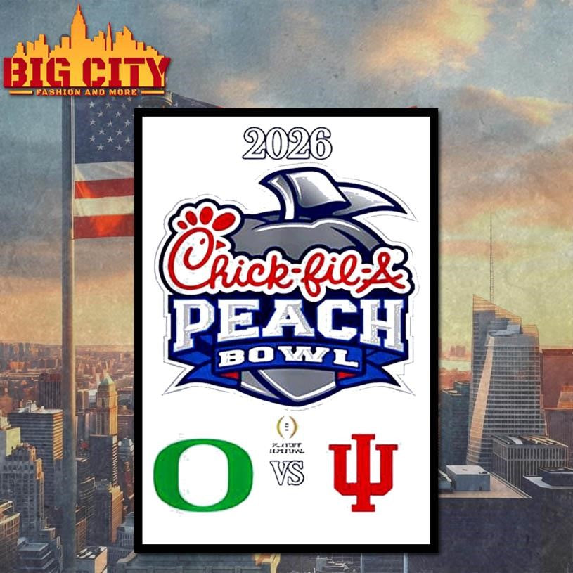 Chick-fil-A Peach Bowl 2026 Oregon vs Indiana - Adult & Kids T-Shirts, Sweatshirts & Hoodies apparel design preview 4