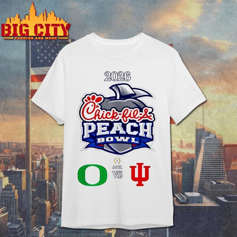 Chick-fil-A Peach Bowl 2026 Oregon vs Indiana - Adult & Kids T-Shirts, Sweatshirts & Hoodies apparel design preview 1