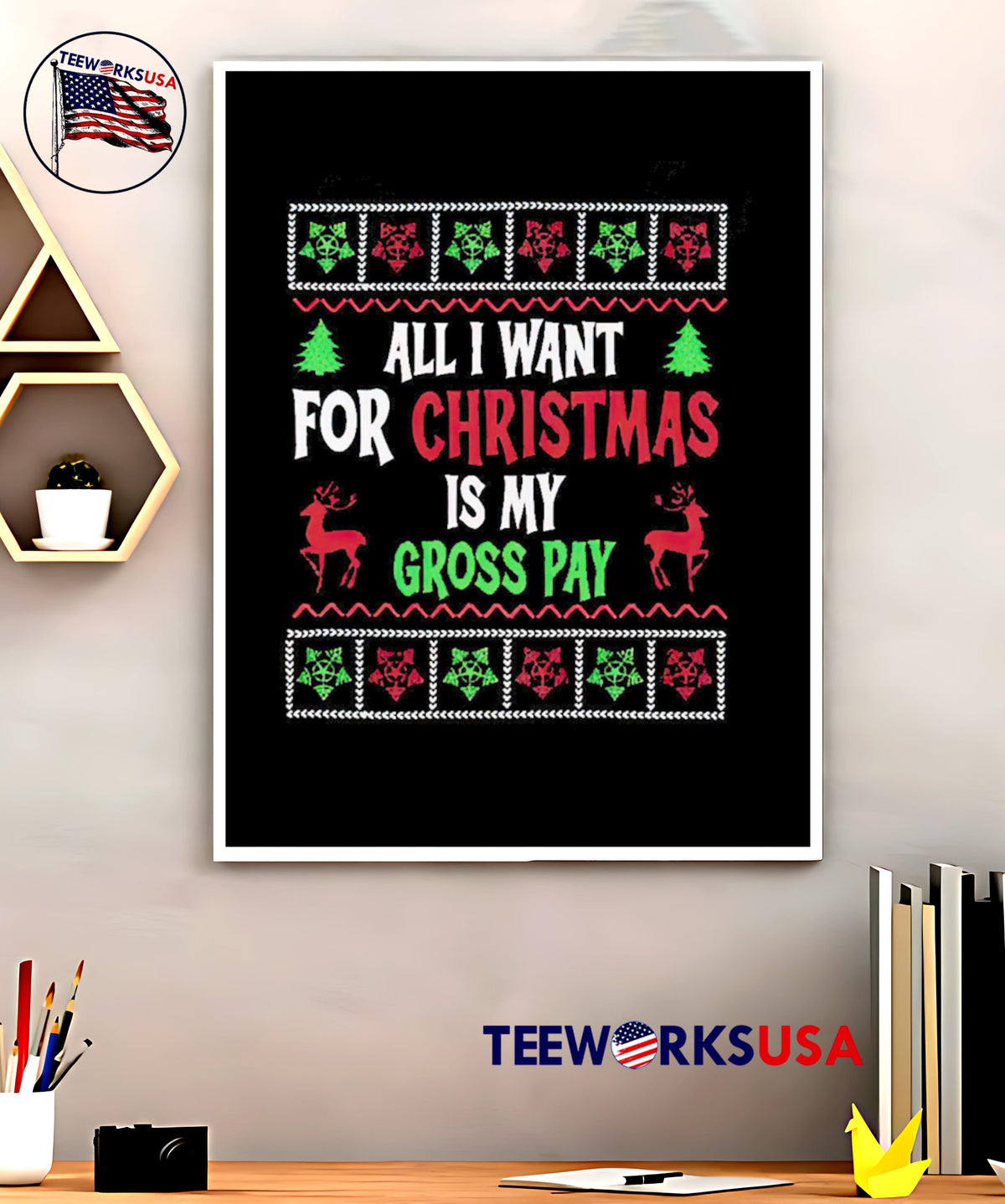 Christmas All I Want Is My Gross Pay Ugly Holiday - Adult & Kids T-Shirts, Sweatshirts & Hoodies apparel design preview 5