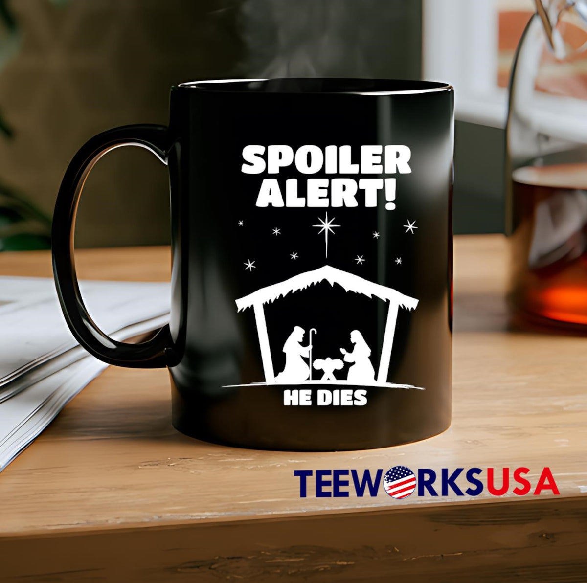 Christmas Spoiler Alert He Dies - Adult & Kids T-Shirts, Sweatshirts & Hoodies apparel design preview 2
