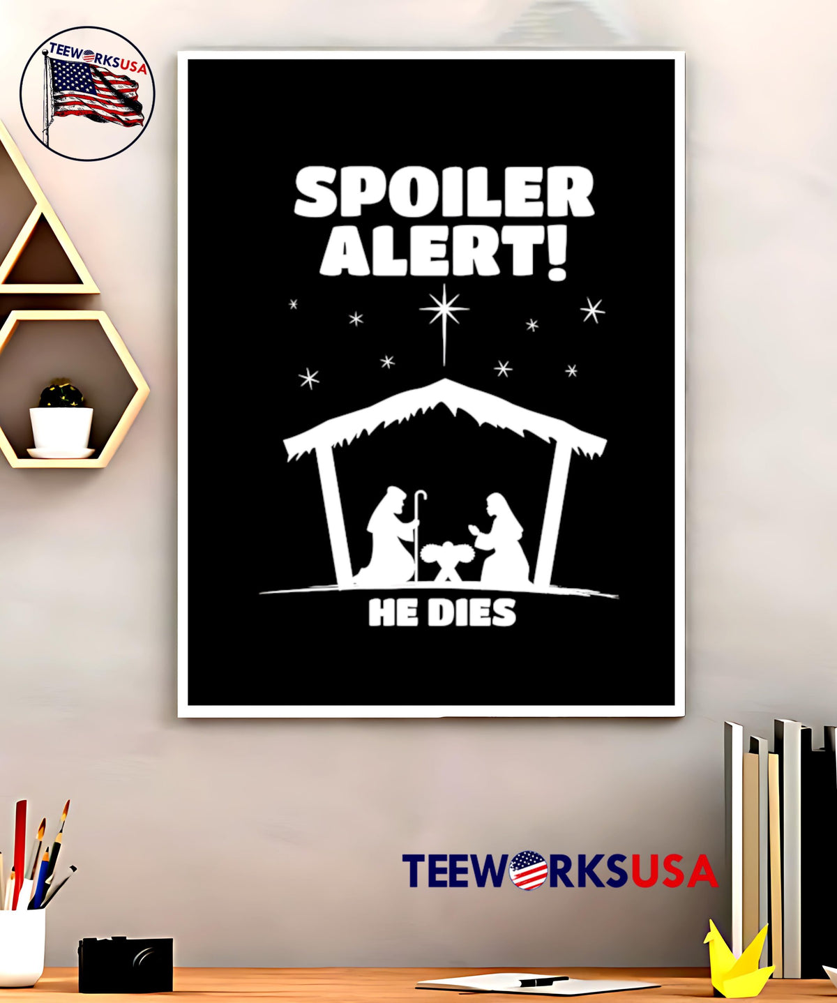 Christmas Spoiler Alert He Dies - Adult & Kids T-Shirts, Sweatshirts & Hoodies apparel design preview 5