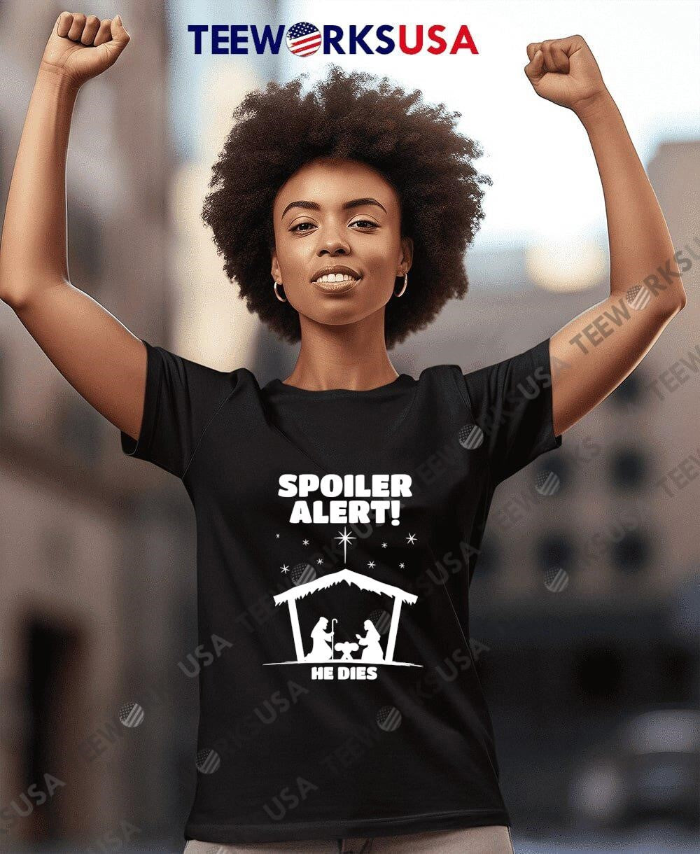 Christmas Spoiler Alert He Dies - Adult & Kids T-Shirts, Sweatshirts & Hoodies apparel design preview 7
