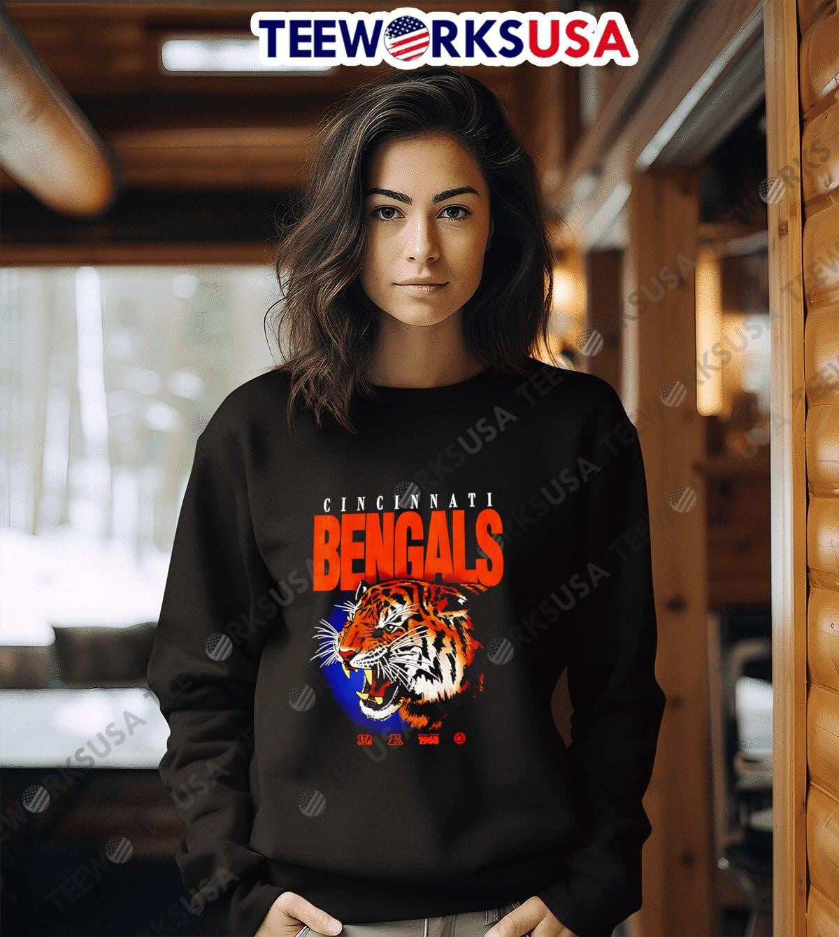 Cincinnati Bengals Jungle Stripes Tiger Graphic - Adult & Kids T-Shirts, Sweatshirts & Hoodies apparel design preview 6