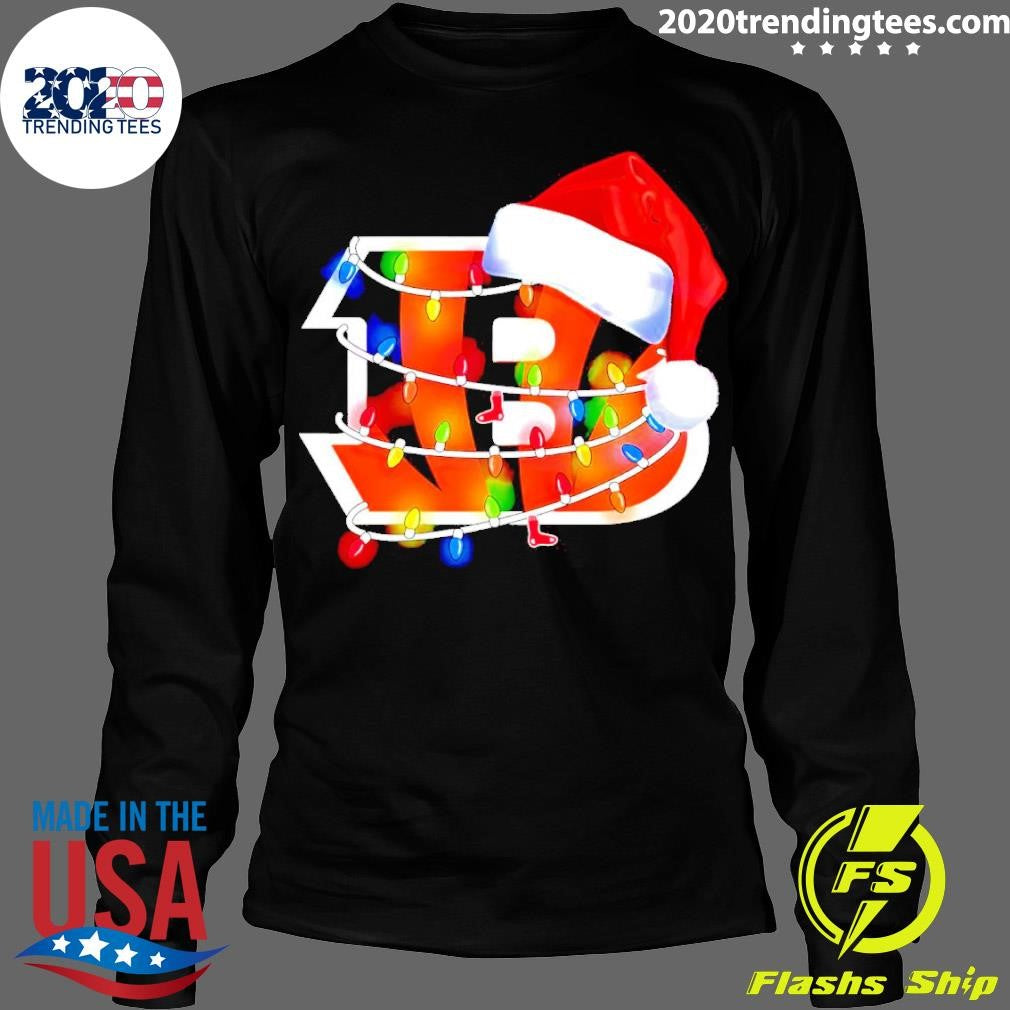 Cincinnati Bengals Santa Hat Christmas Lights - Adult & Kids T-Shirts, Sweatshirts & Hoodies apparel design preview 4