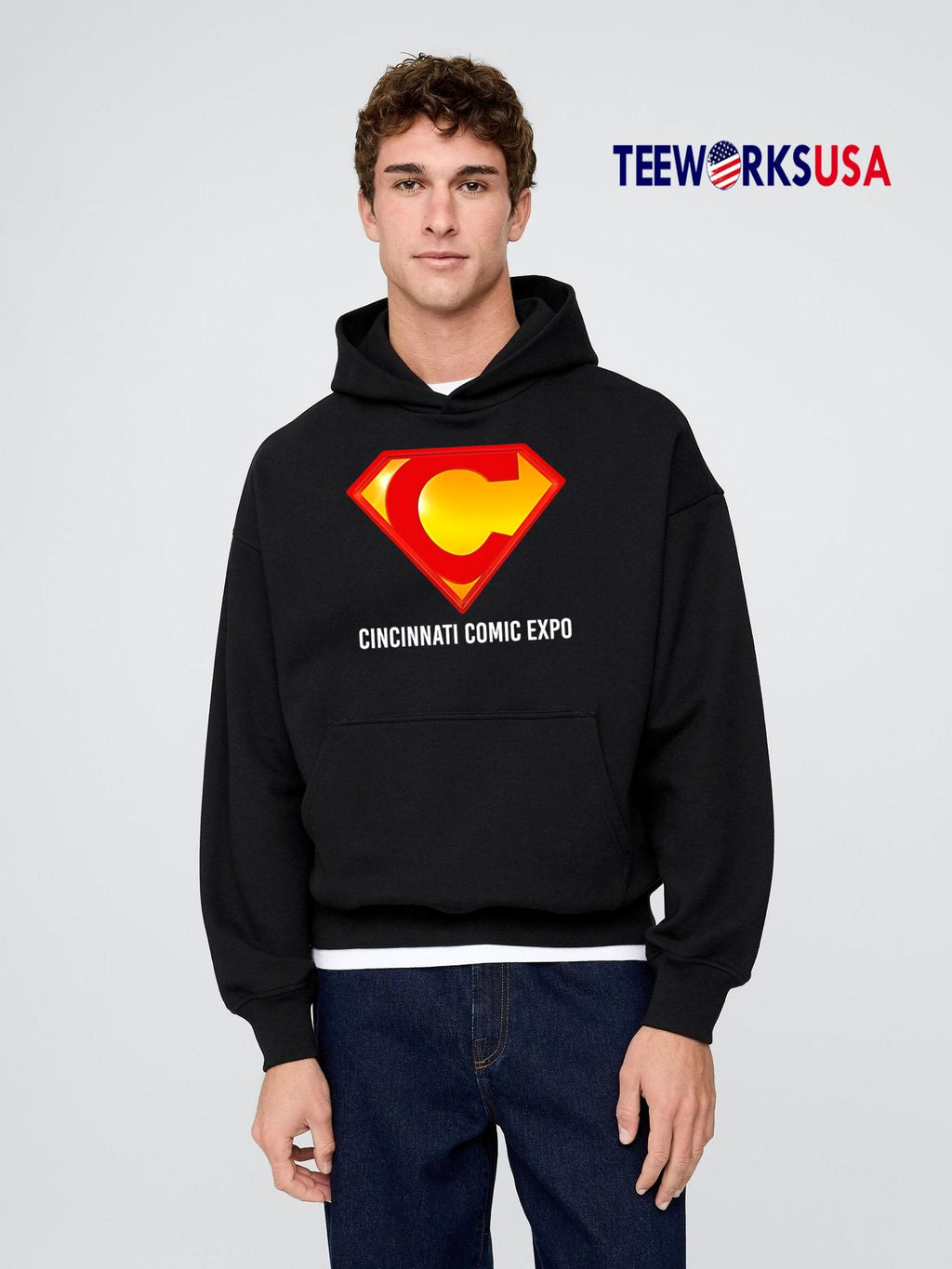 Cincinnati Comic Expo logo C Superman - Adult & Kids T-Shirts, Sweatshirts & Hoodies apparel design preview 2