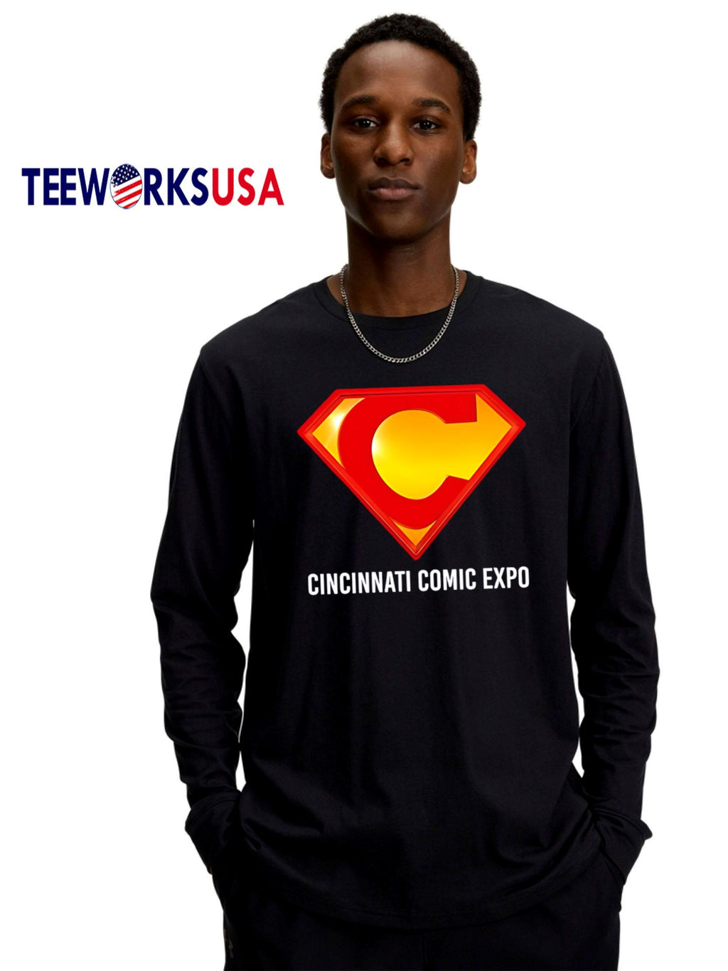 Cincinnati Comic Expo logo C Superman - Adult & Kids T-Shirts, Sweatshirts & Hoodies apparel design preview 4