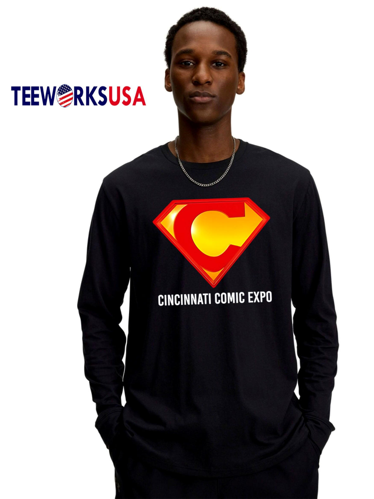 Cincinnati Comic Expo logo C Superman - Adult & Kids T-Shirts, Sweatshirts & Hoodies apparel design preview 4