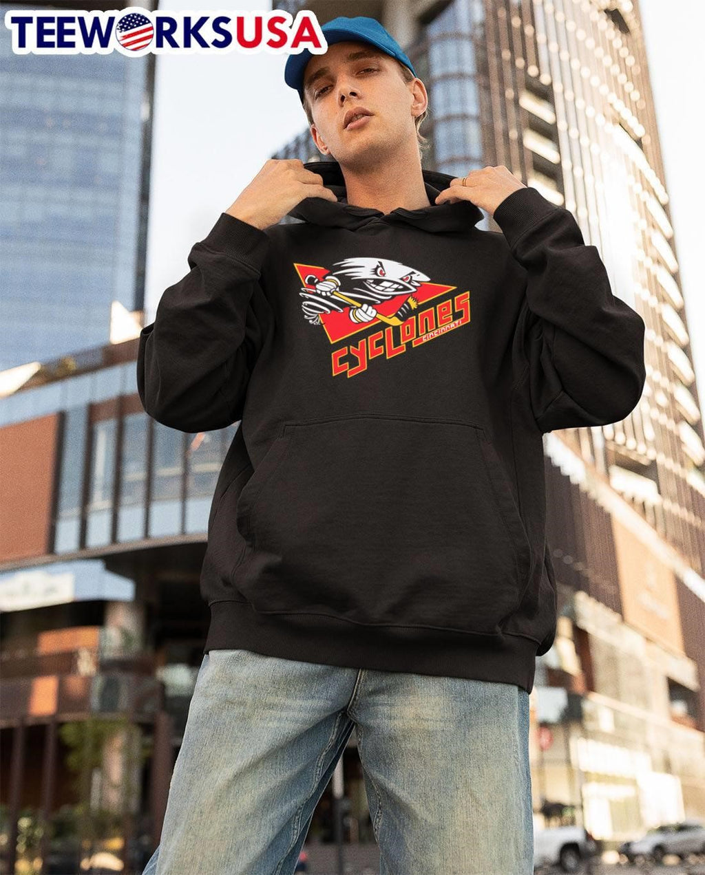 Cincinnati Cyclones logo style - Adult & Kids T-Shirts, Sweatshirts & Hoodies apparel design preview 3
