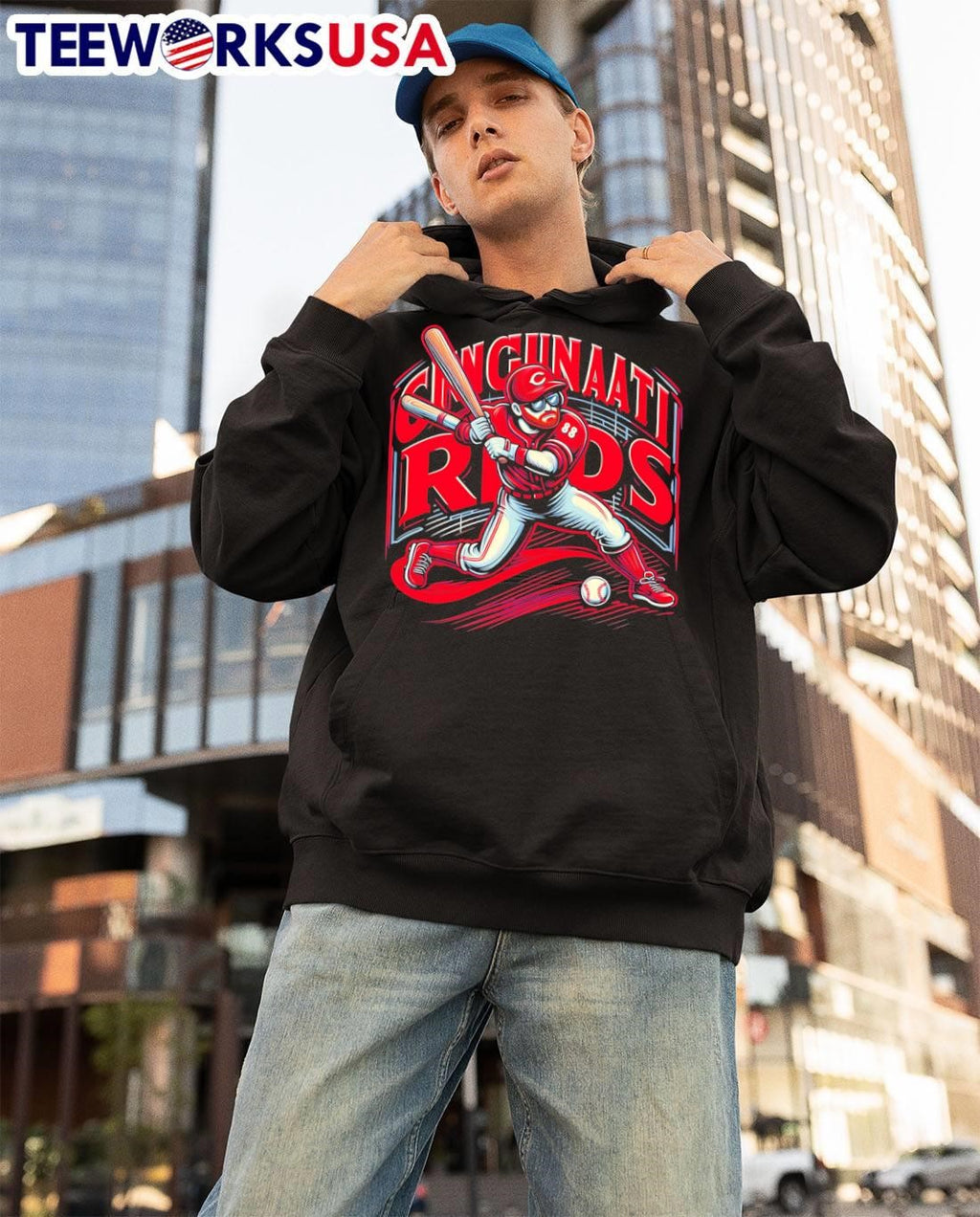 Cincinnati Reds player art - Adult & Kids T-Shirts, Sweatshirts & Hoodies apparel design preview 3