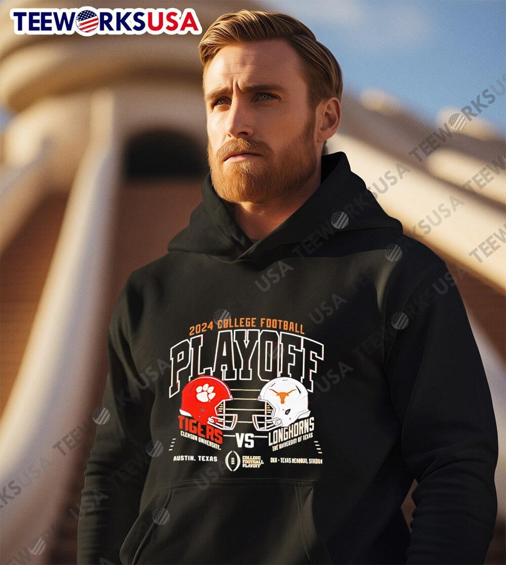 Clemson Tigers vs Texas Longhorns college football - Adult & Kids T-Shirts, Sweatshirts & Hoodies apparel design preview 3