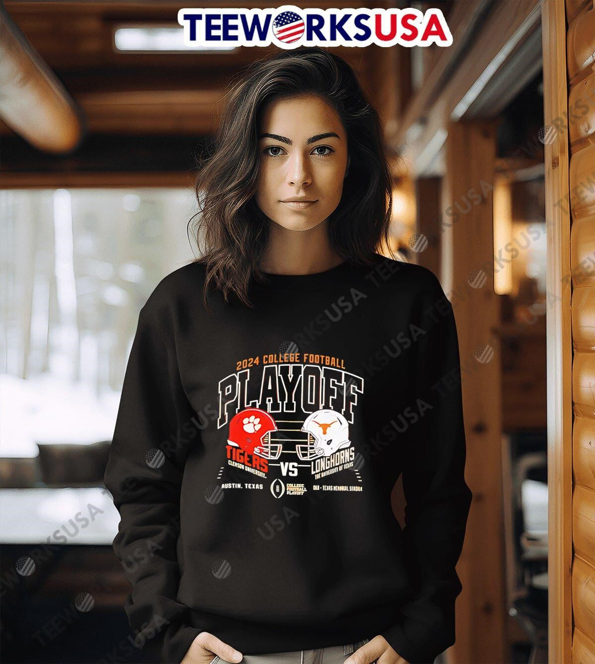 Clemson Tigers vs Texas Longhorns college football - Adult & Kids T-Shirts, Sweatshirts & Hoodies apparel design preview 6