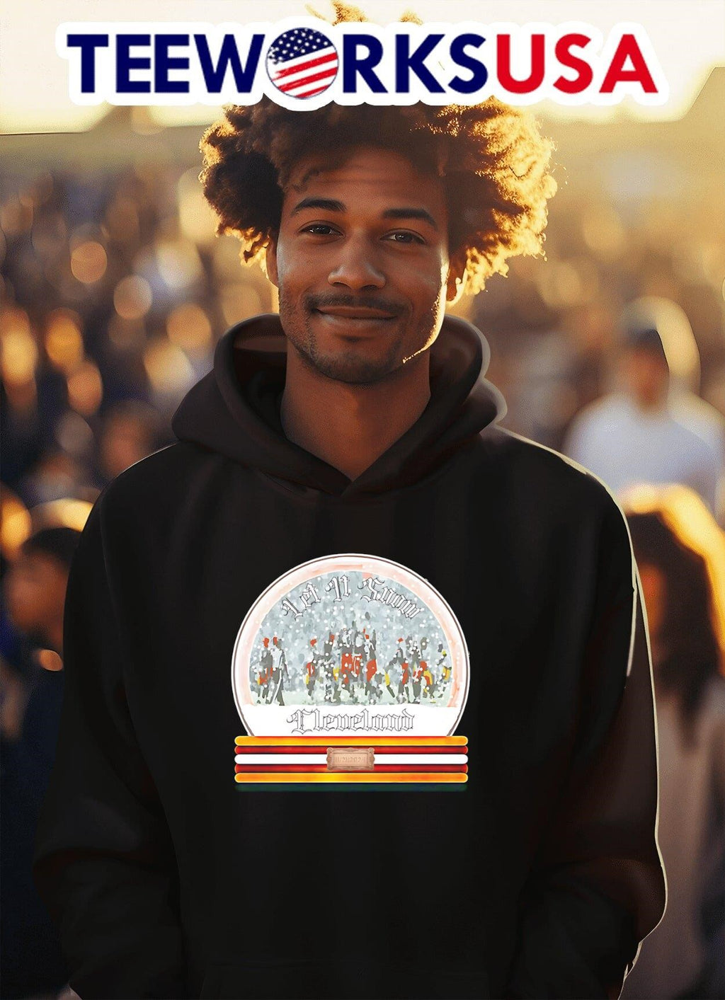 Cleveland Football Snow Globe - Adult & Kids T-Shirts, Sweatshirts & Hoodies apparel design preview 2